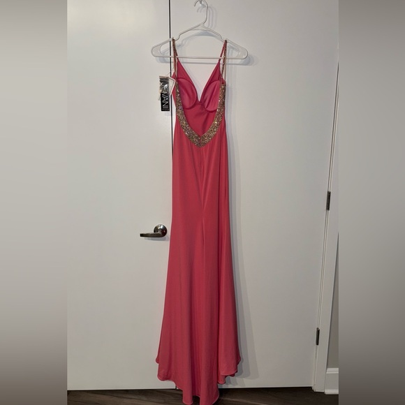 NWT Jovani Hot Pink Backless V Neck Gown 07297 - Picture 4 of 6
